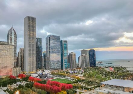 chicago sunset skyline