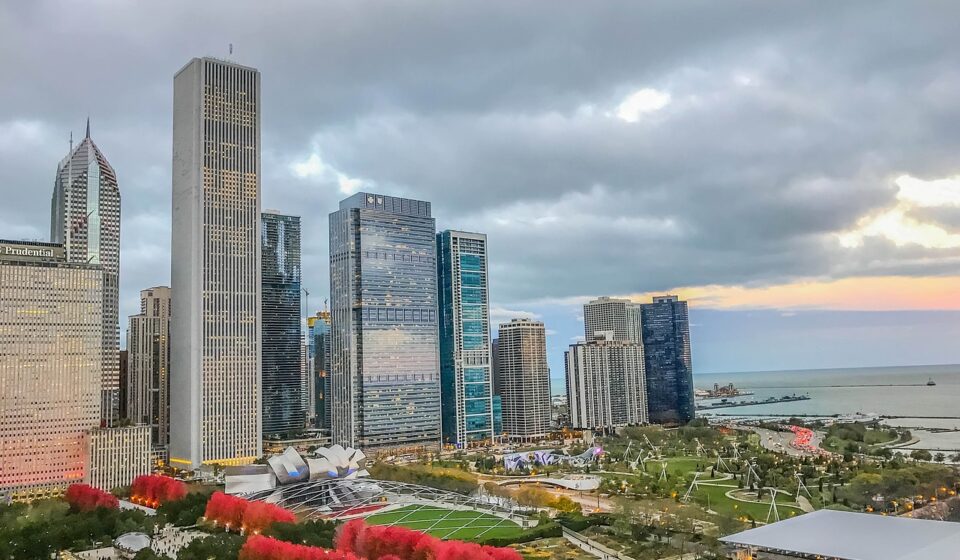 chicago sunset skyline